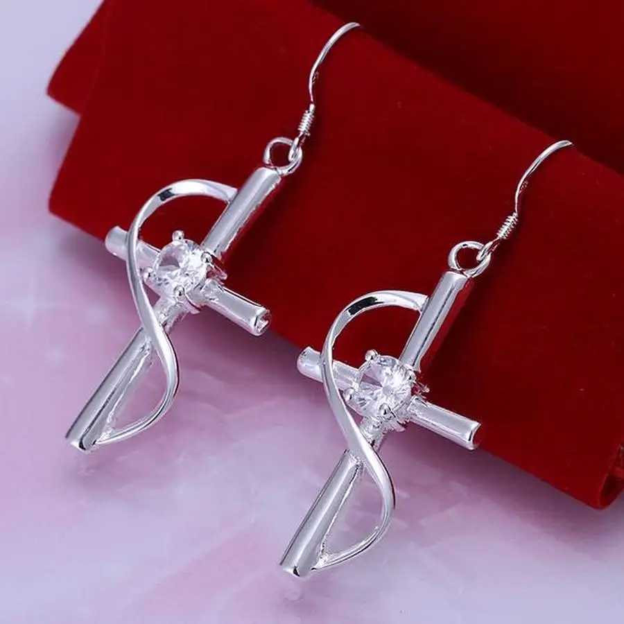 

925 Sterling Silver Earring Crystal Elegant Noble Design Beautiful Fashion for Women Wedding Jewelry Factory Price