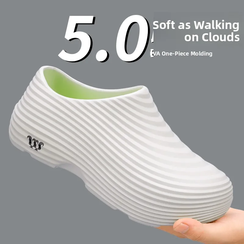 Men's Chef Shoes Waterproof Non-Slip Oil-Resistant Kitchen Work Shoes Wear-Resistant Slip-On Labor Protection Shoes for Autumn