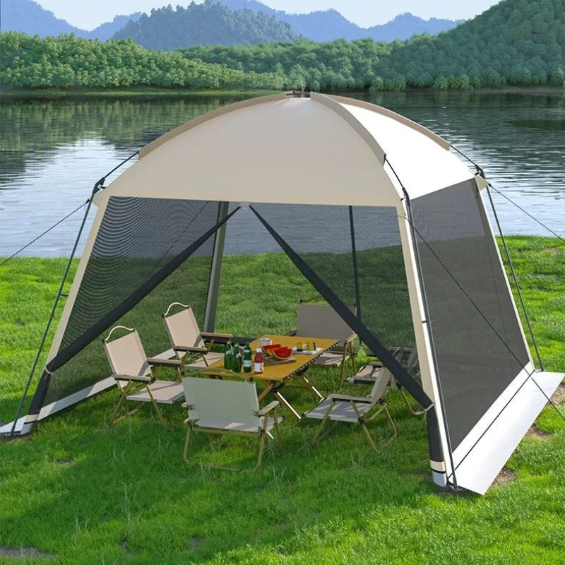 TechHPOutdoor Waterproof Shade Tents Multi-person Camping Tents Portable Sun Protection Barbecue Beach Shelters With High Densit