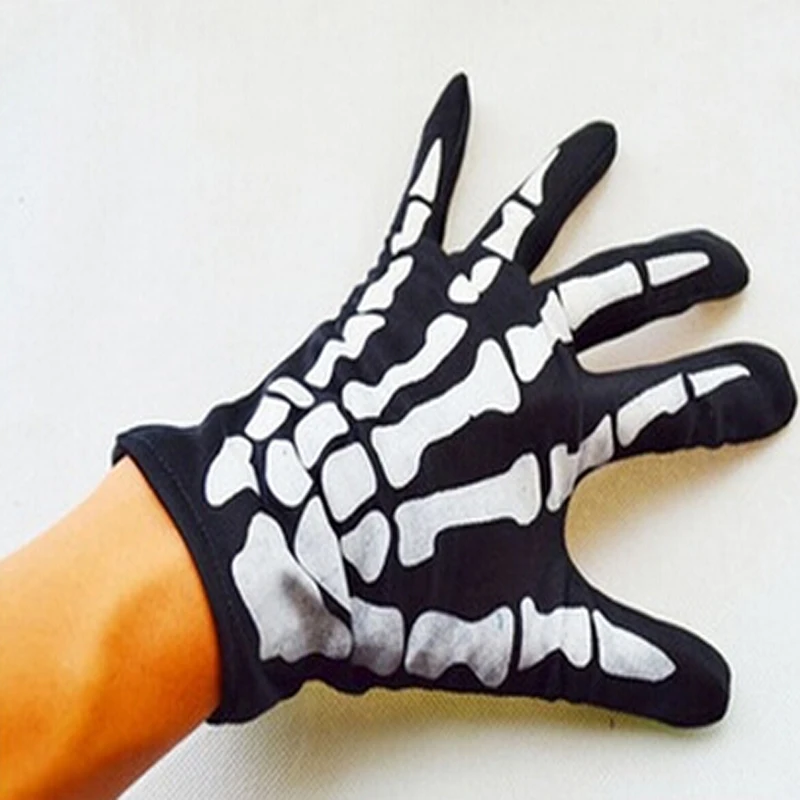 Halloween Skull Gloves Lightweight Full Finger Skeleton Cycling Gloves Costume Cosplay Equipment Accessories for Men Women Kids