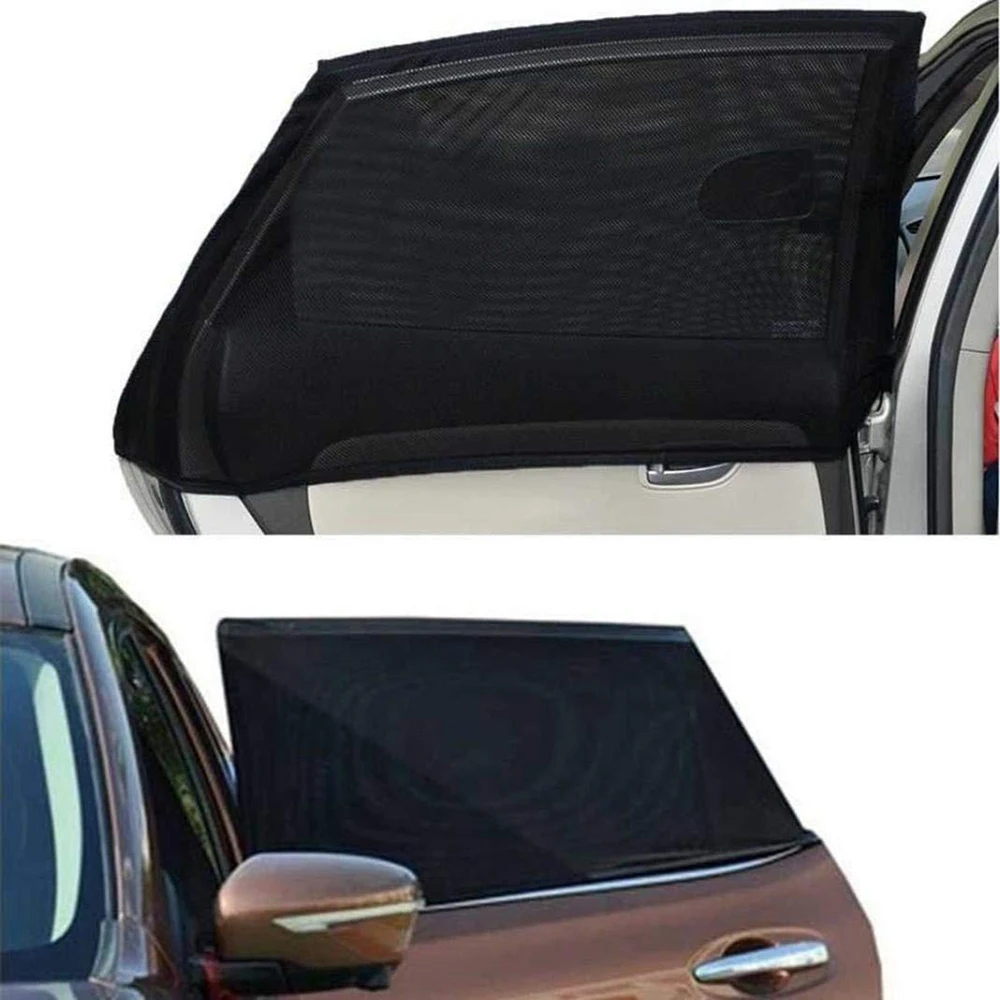 2 Pack Universal Car Rear Side Window Sun Shade UV Protection Anti-mosquito Back Door Mesh Curtain For Sedan SUV MPV 120*55cm