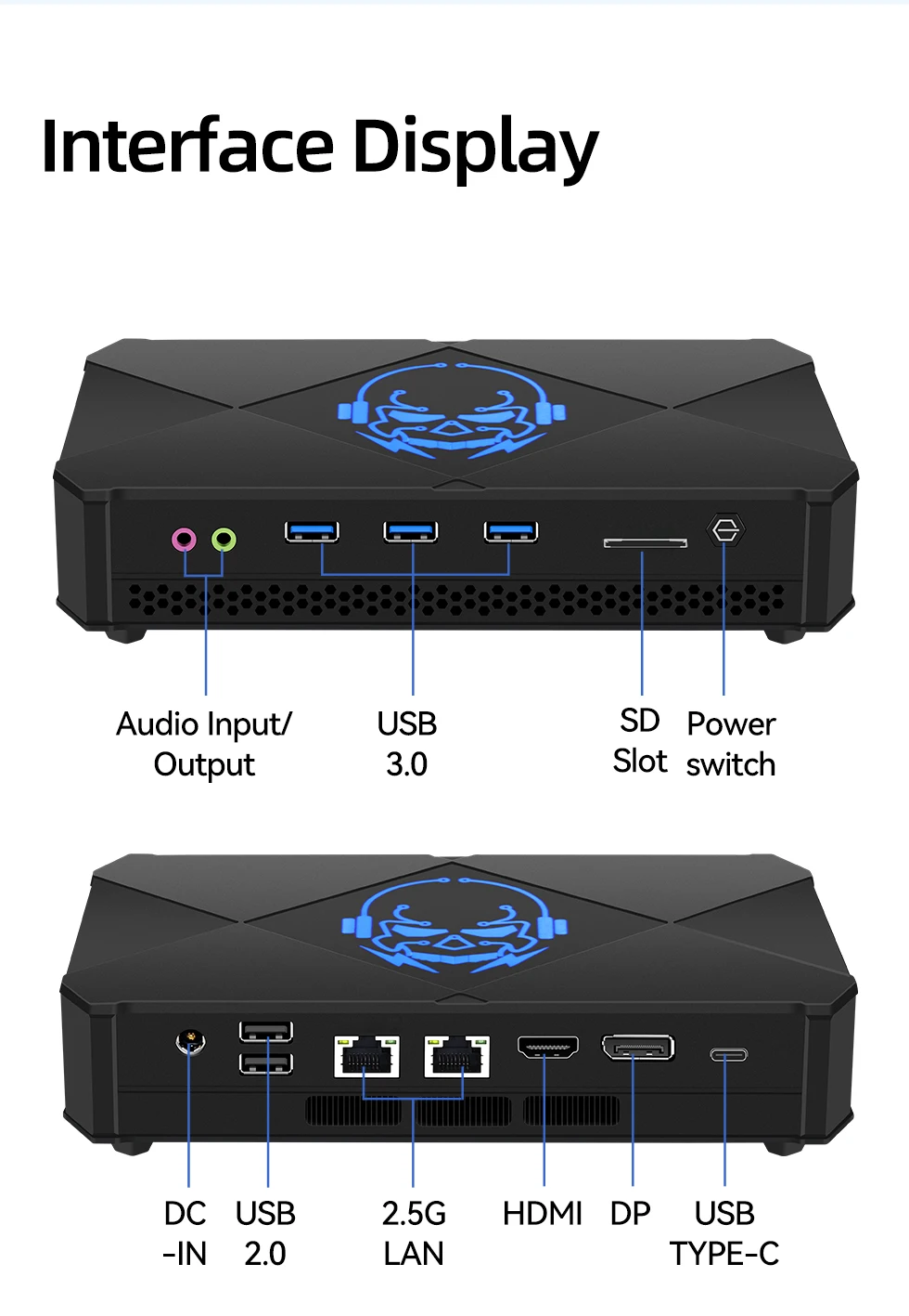 Mini PC da gioco Helorpc con AMD Ryzen7 7840HS 2xDDR5 RAM 2xM.2 NVME WiFi6 Supporto Windows10 Ready Computer compatto per ufficio