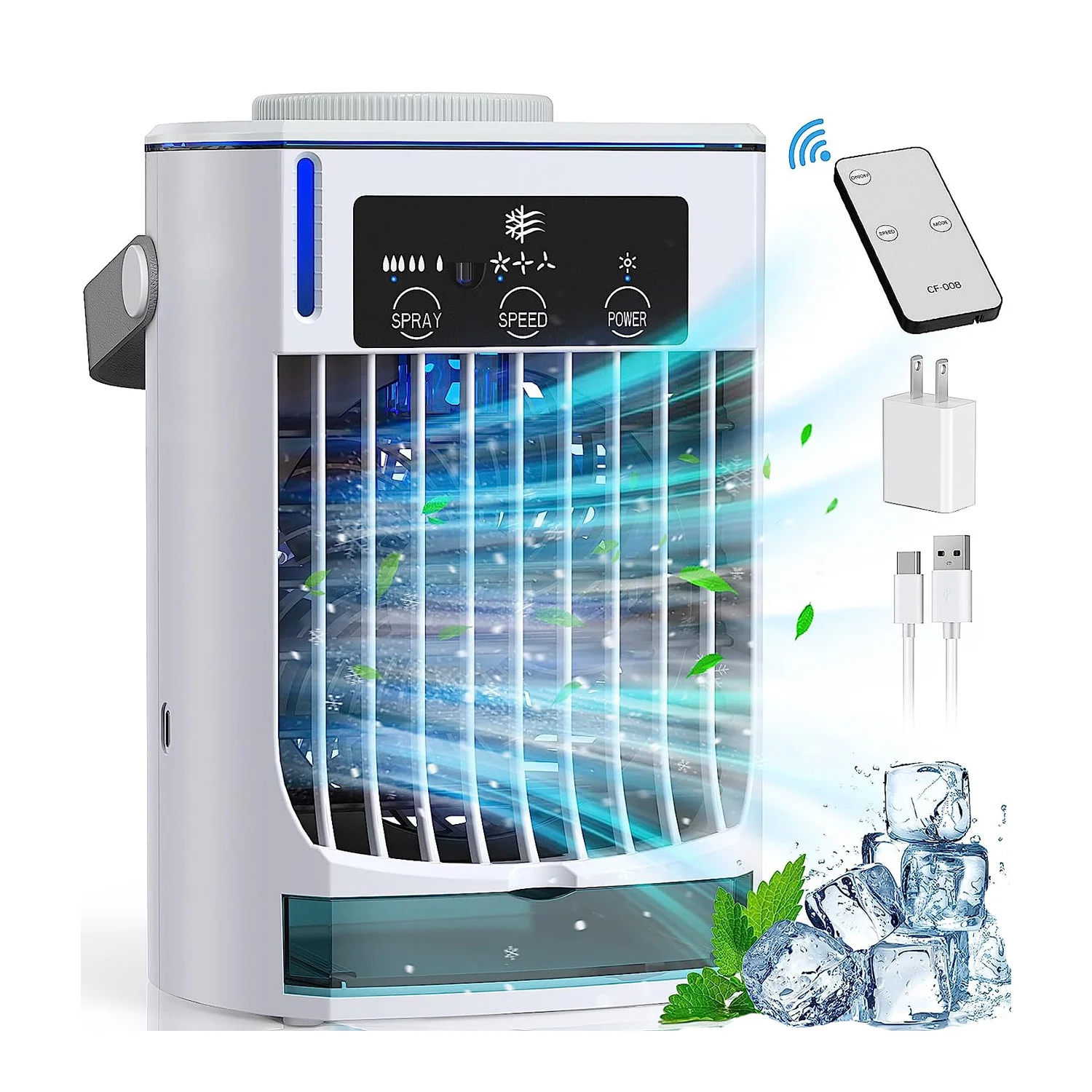 

personal space room ac dc water mist ice air cooler fan portable mini portable air cooler