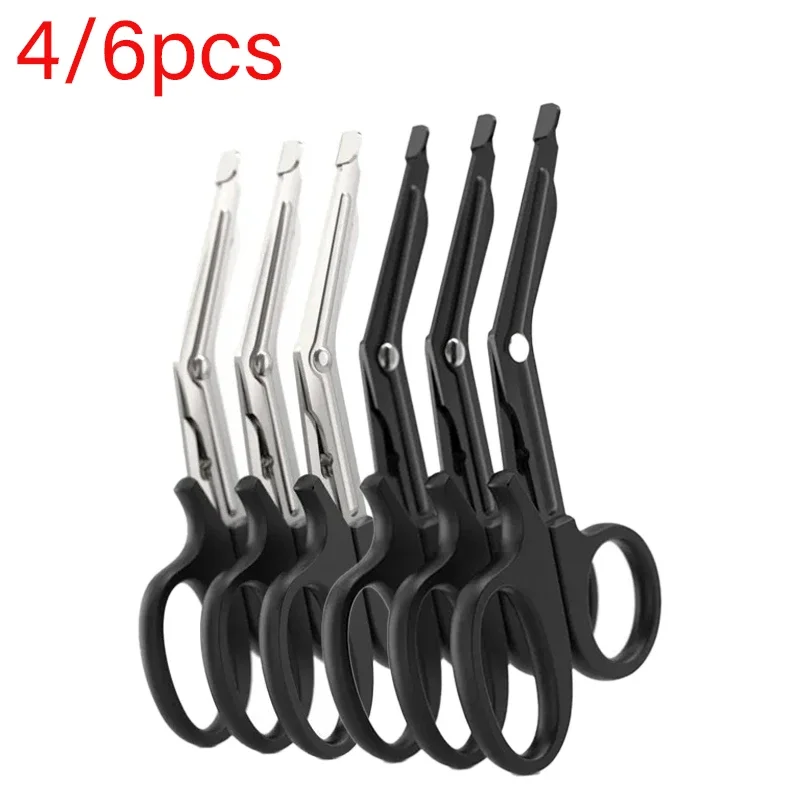 

4/6Pcs Practical Outdoor Nurse Scissor Medical Rescue Scissors Plastic Handle Stainless Steel Wound Gauze First Aid Scissors