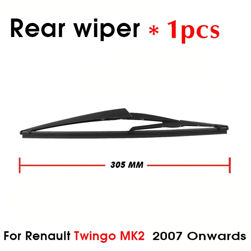 KOSOO Auto Rear Car Wiper For Renault Twingo MK2,305mm 2007 Onwards Rear Window Windshield Blades Arm,Car Styling Accessories