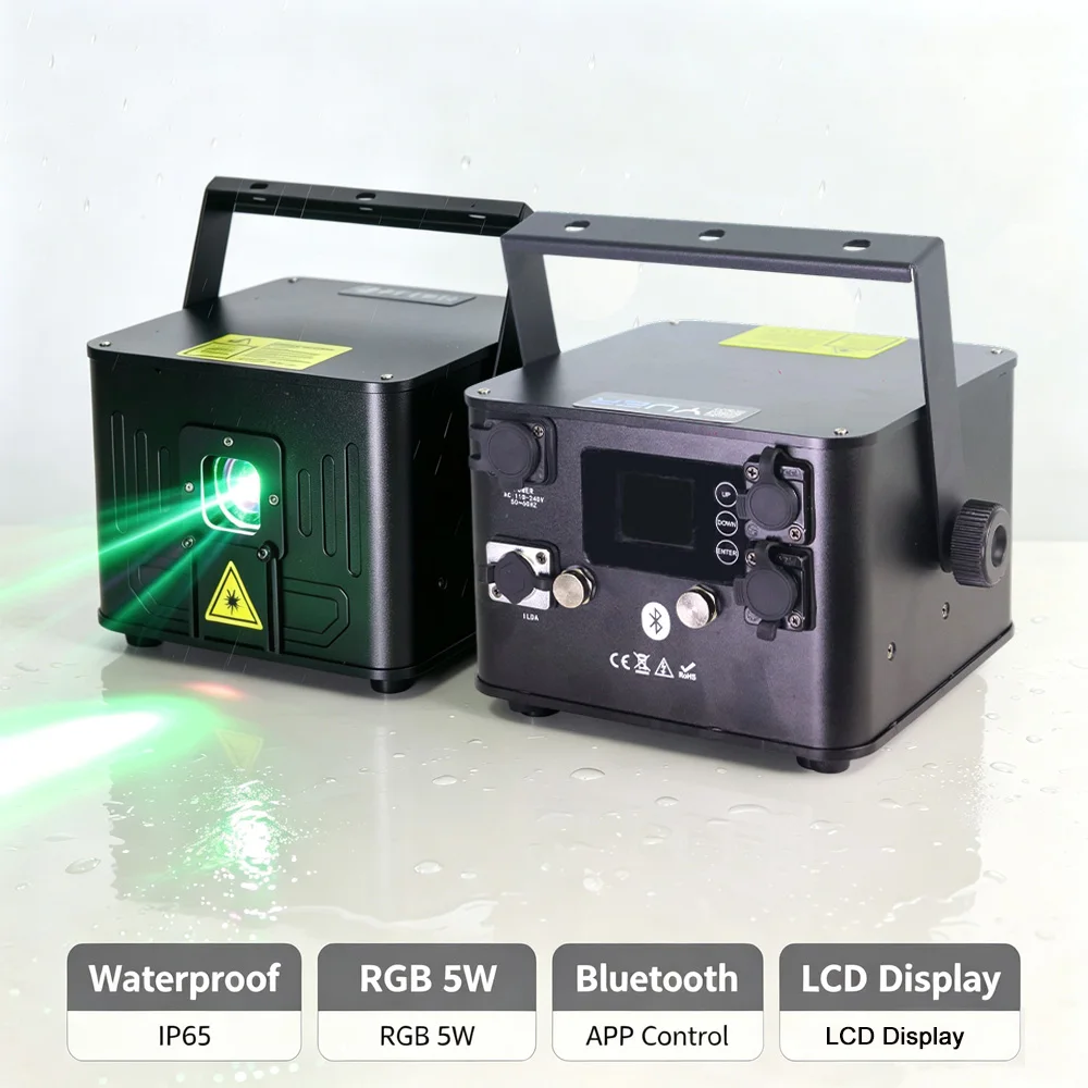 Waterproof IP65 5W RGB Laser Bluetooth APP Control Animation ILDA Interface With 30KPPS Scanner For Wedding Dj Disco Projector