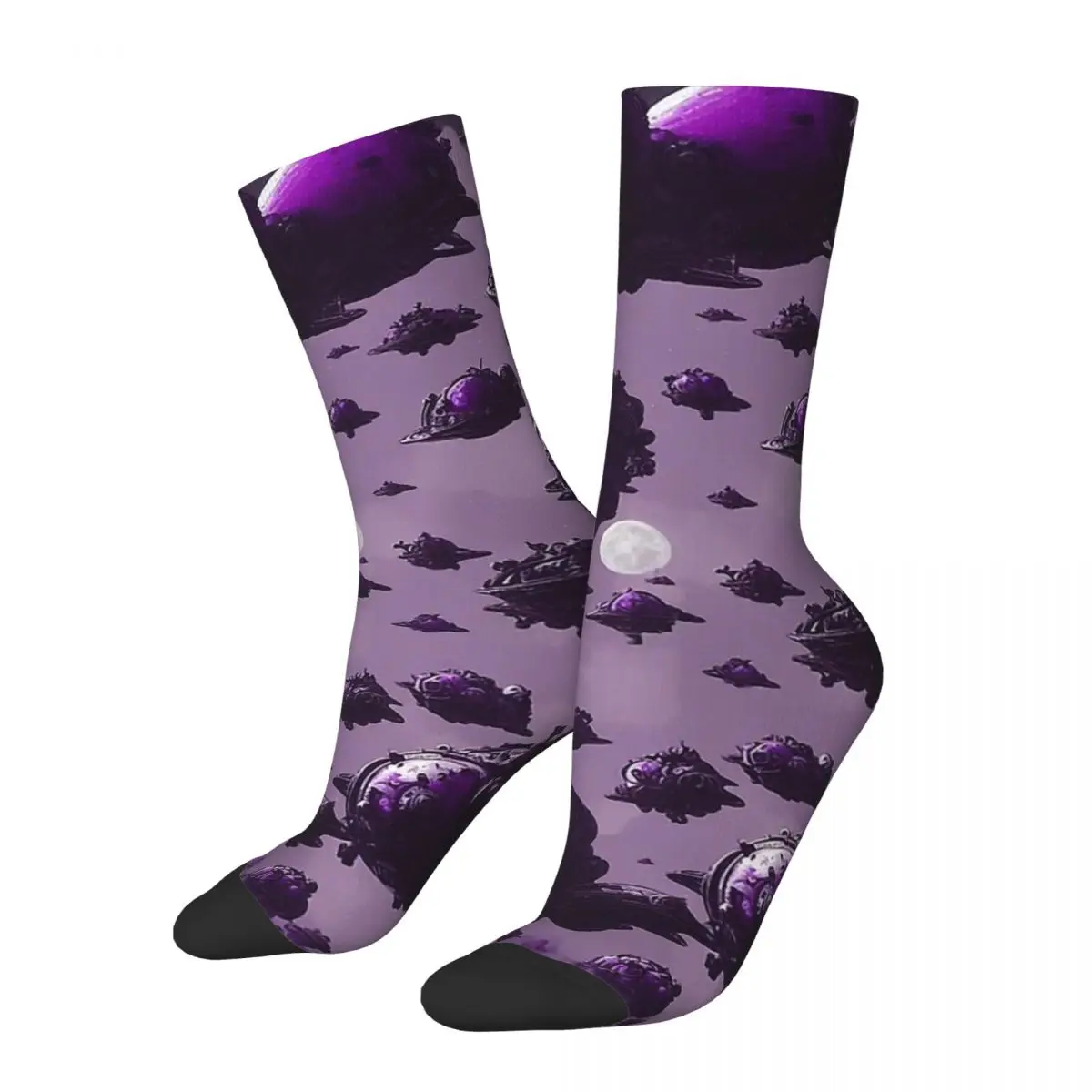 Hip Hop An Armada Of Alien Battlesnails Landing On A Purple Planet II Men's Compression Socks Unisex Alien Planet  Crew Sock