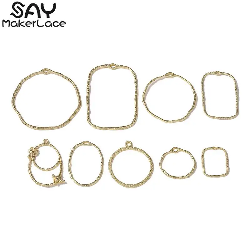 10Pcs Geometric Charms Alloy Hollow Frame Open Back Bezel Pendants For DIY Jewelry Making Earrings Necklace Supllies