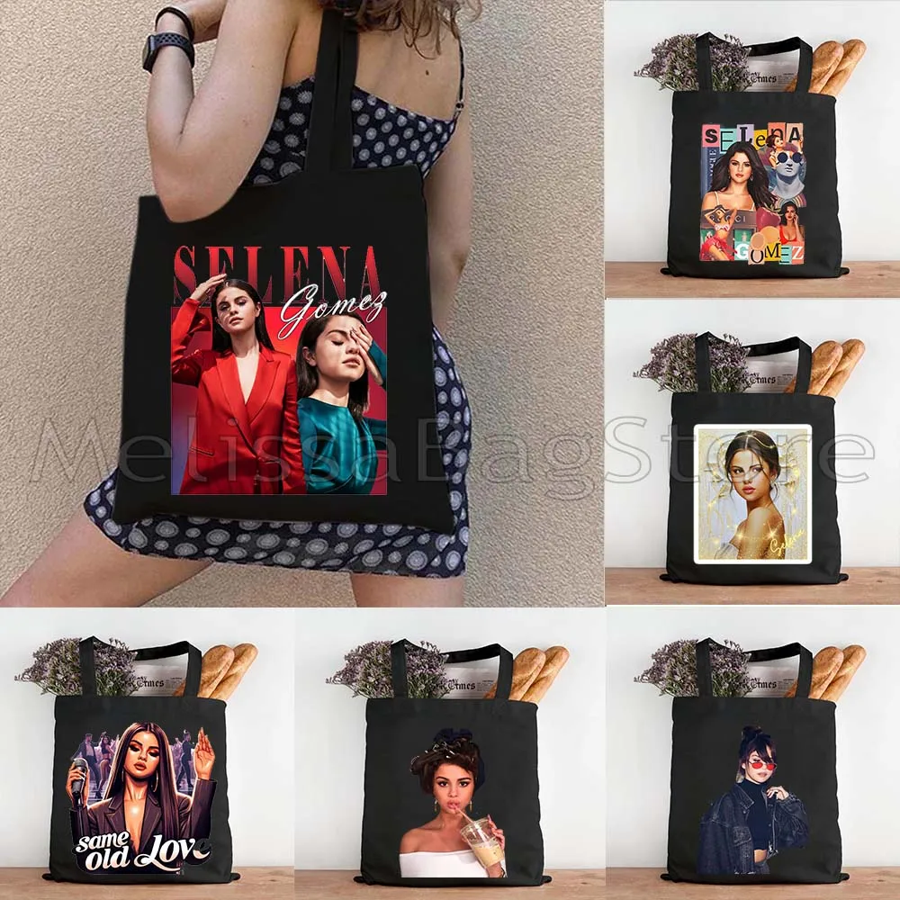 Beautiful Selena Rare Portrait Cute Music Singer Poster Fan Gifts Canvas Tote Bag Cotton Shopping Bag Shopper Cotton Handbag