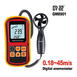 Digital Anemometer Wind Speed GaugeTemperature Measure Digital 45 m/s Thermometer GM8901