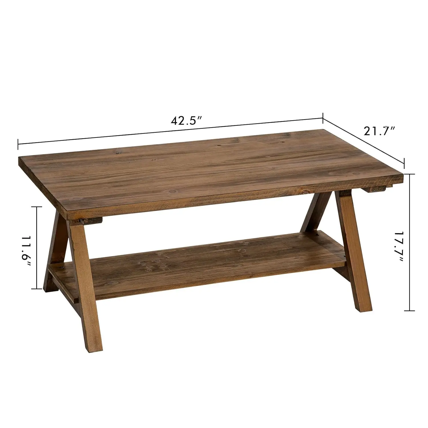 

Solid Wood Coffee Table - 42.5” Firwood Farmhouse Rustic Wooden Coffee Tables For Living Room, Solid Firwood Rectan