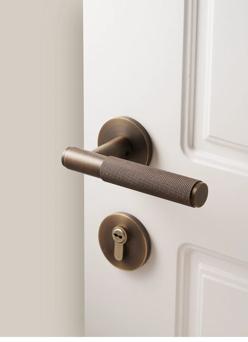 Dooroom Messing-Türschloss-Set, gerändelt, Schnuller, Durchgang, Sichtschutz, Schlafzimmer, Wohnzimmer, Badezimmer – Detail 9