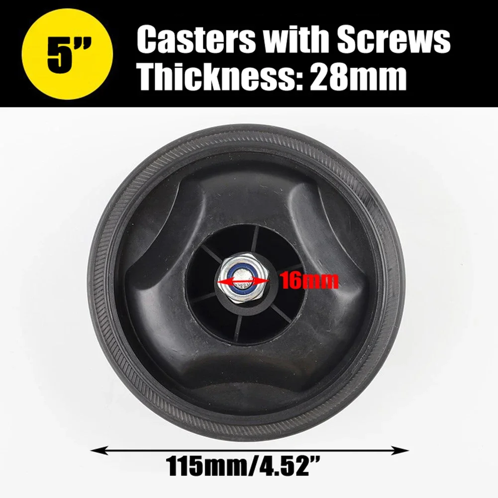 1pc Plastic Air Compressor Accessories Caster Wheels With Screws or With Red Lid 5 Inch Shock Absorption Non-Slip Silent