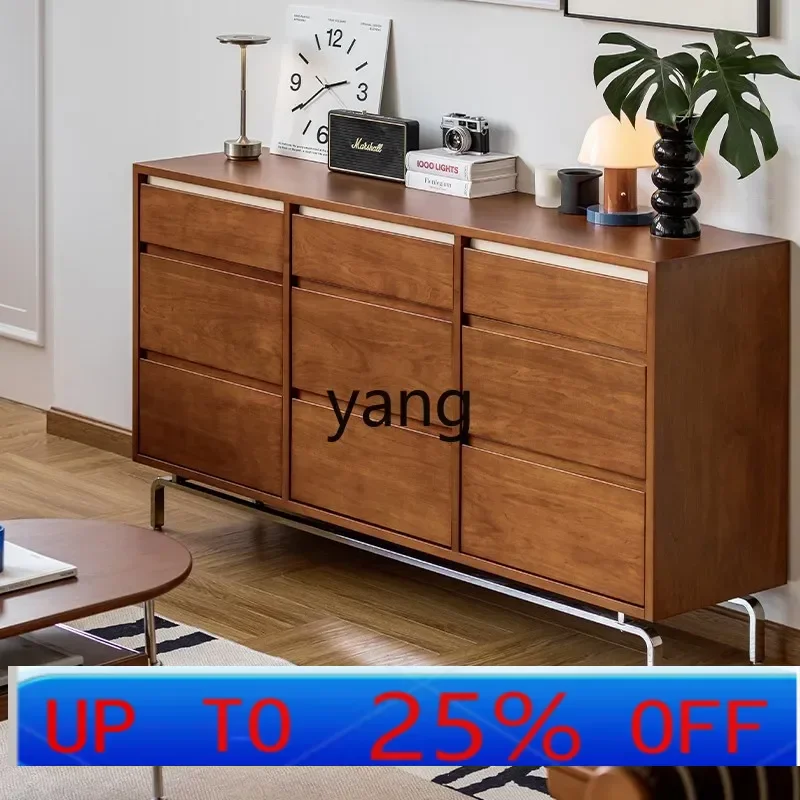 

LMM retro storage storage living room dining side cabinet solid wood against the wall simple bedroom cabinet