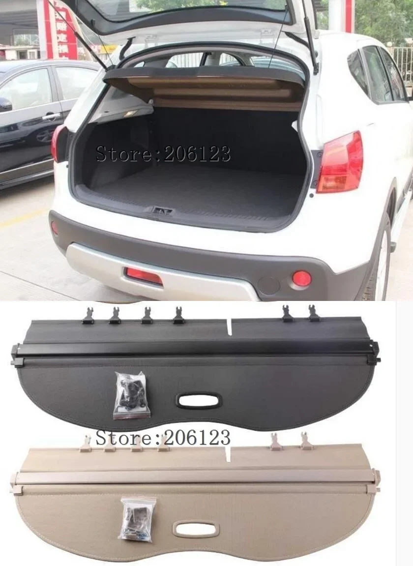 For Nissan Qashqai 2007 2008 2009 2010 2011 2012 2013 Aluminum + Canvas Black Rear Cargo Trunk Security Shade Cove