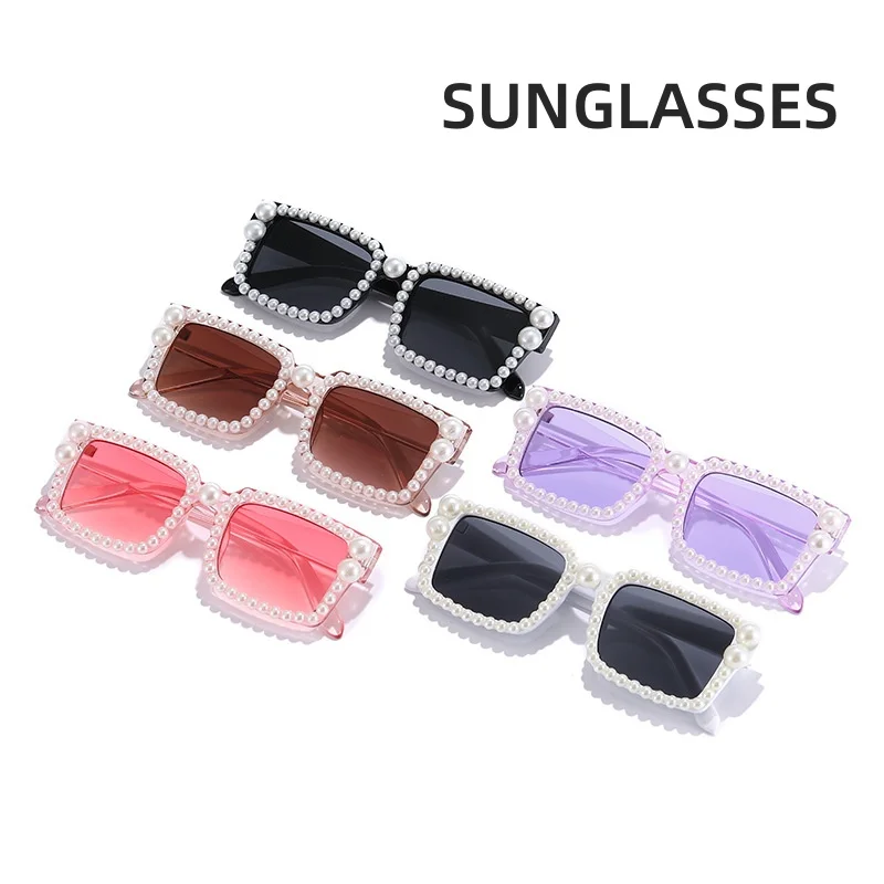 

New Retro Fashion Square Frame Dot Diamond Sunglasses Women's Personalized Versatile Sunshade Decoration Sun Glasses Goggles