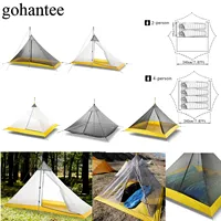 Ultralight Camping Tent 2-4 Person Outdoor 40D Nylon Silicone Coated Rodless Pyramid Large Tent Breathable 3-4 Season Inner Tent