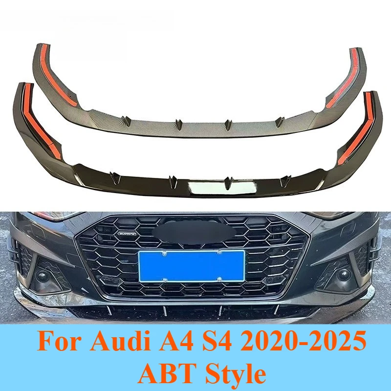 

For Audi A4 S4 2020-2025 ABT Style Front Lip Splitter A4L Bumper Protector Anti-Scratch Collision Guard Modification Accessories