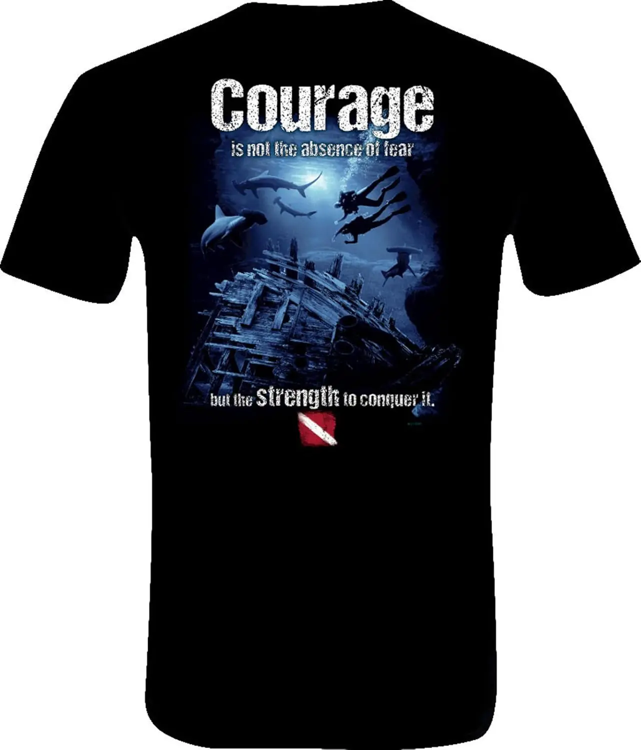 Scuba Diving T-Shirt - Courage - Black