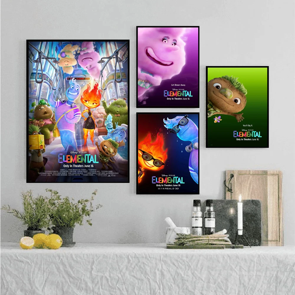 MINISO Disney Cartoon Anime Movie Elemental Print Poster Elemental Wall Art Canvas Painting For Living Room Home Wall Decor Gift