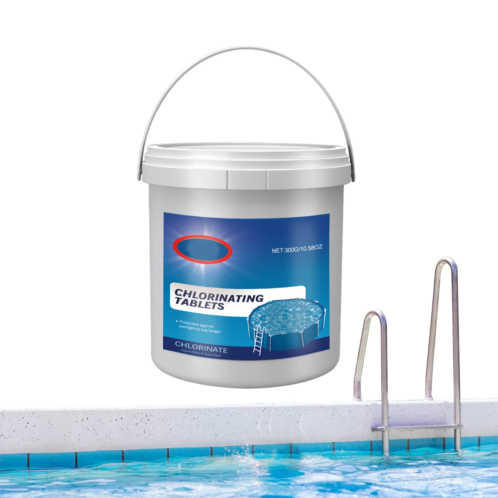 Polvo Clorante para Piscinas 300g, Desinfectante Multiusos para Piscinas, Polvo Efervescente para Limpieza de Agua para Piscinas, Bañeras y Spas