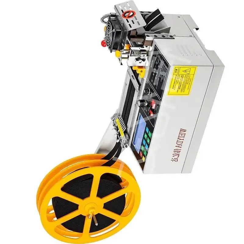 

988T 220V Автоматический станок для резки ленты с большим ЖК-дисплеем для горячей и холодной резки тканевых ремней