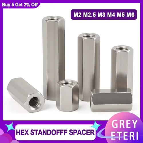 Imagen 1 del producto M2 M2.5 M3M4M5 M6 304 placa base de acero inoxidable PCB separador columna hexagonal pilares tablero estante espaciado tornillo pernos espaciador 2-60 piezas
