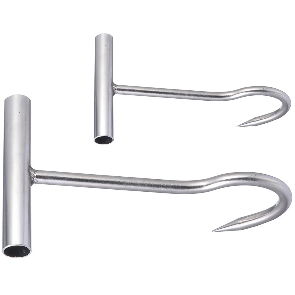 

2Pcs T Handle Stainless Steel Meat Hooks for Butchers Hunters Kitchen Meat Processing Bbq Turkey Fryer Accessories