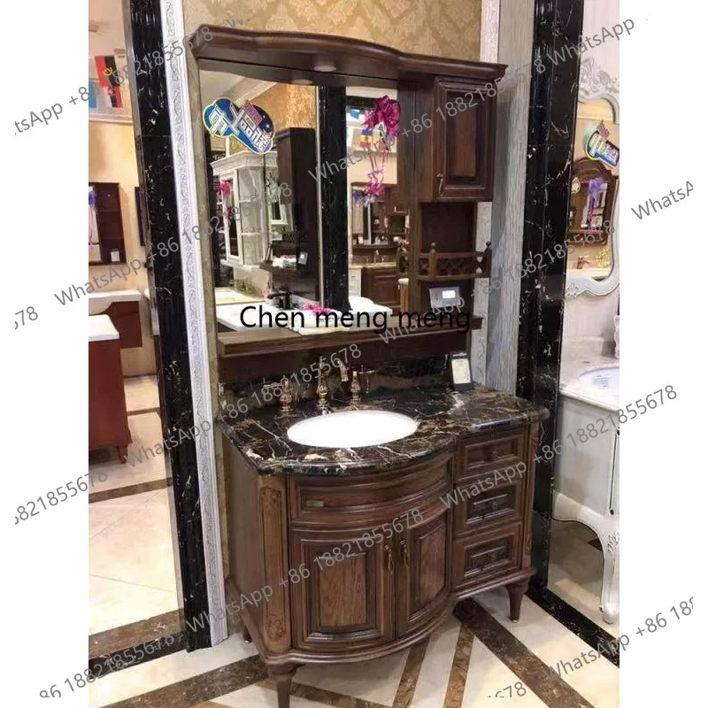 

European bathroom cabinet, bathroom American washstand solid wood, hand washbasin cabinet combination