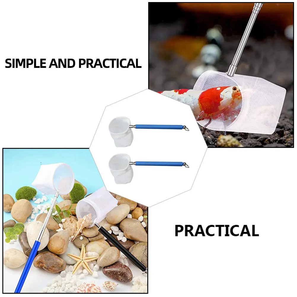 

2pcs Shrimp Fishing Net Catch Release Dip Aquarium Tank Nets Random Color Stainless Steel Handle