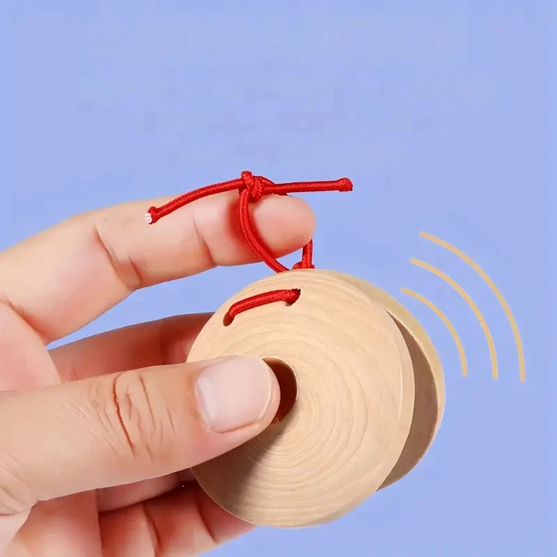 Castañuelas de madera, instrumento musical de percusión flamenco, juguetes para niños pequeños