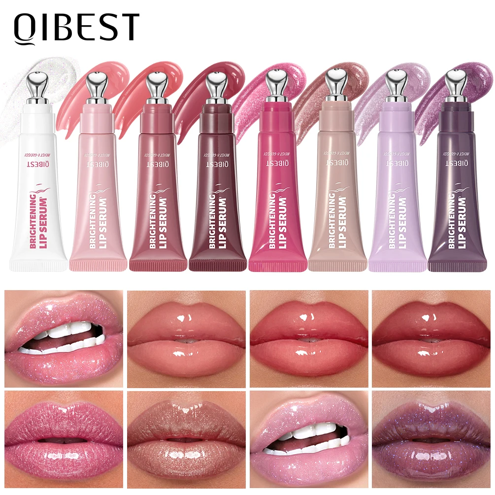 QIBEST Moisturizing Lip Lotion Mirror Pearl Lipgloss Volumizing Lip Glaze Natural Lip Tint Gloss Moisturizing Jelly Lip Stain