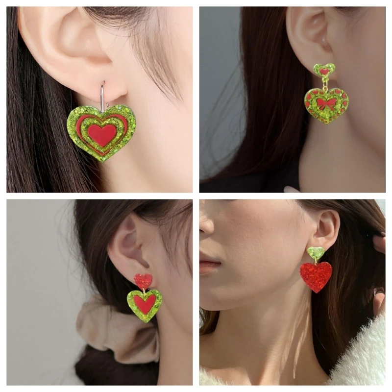 DIY Love Heart Shaped Earring Silicone Mold with Hole Valentine’s Day Gift Women Jewelry Earrings Pendant Charms Resin Mould