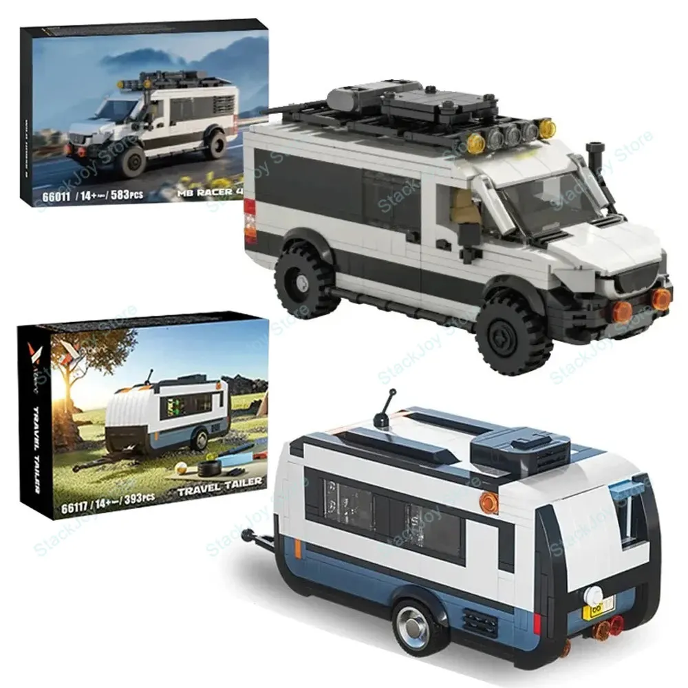 

Station Wagon Camping RV SUV Car Building Blocks With Travel Trailer Educational Construction Bricks DIY Toys For Children Gift