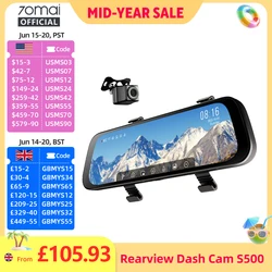 70mai Rearview Dash Cam S500 9.35'' Touch Screen 70mai S500 Car DVR 3K Super Capacitor Dual-Channel HDR Voice Control 24H Park
