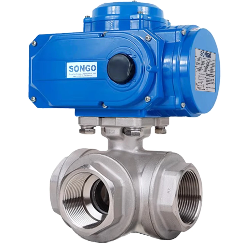 

CF8M 1000 WOG DN80 3 Inch Motorized 3 Way 12V 24V Female Threaded Stainless Steel Electric Actuator Ball Valve