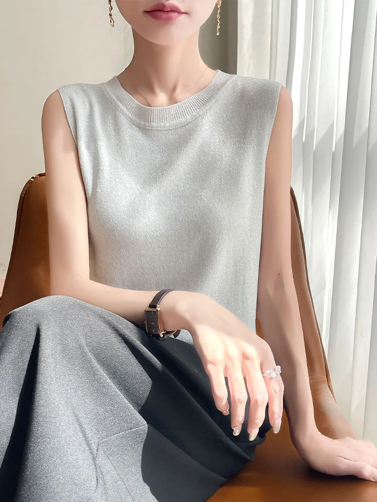 Haut tubulaire tricoté pour femmes, tenue d'été, petit col, Base Svel, gilet, costume, vêtements intérieurs, couleur Simple, nouvelle collection 2025