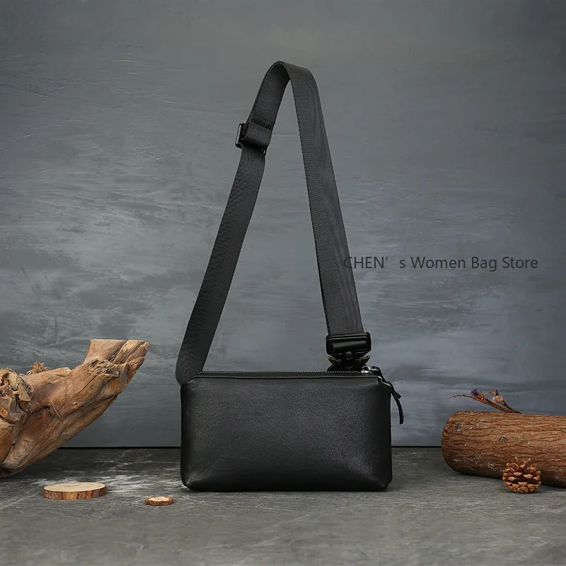 

Нагрудная сумка из натуральной кожи, новинка 2025, мужские и женские повседневные модные однотонные сумки через плечо из мягкой воловьей кожи