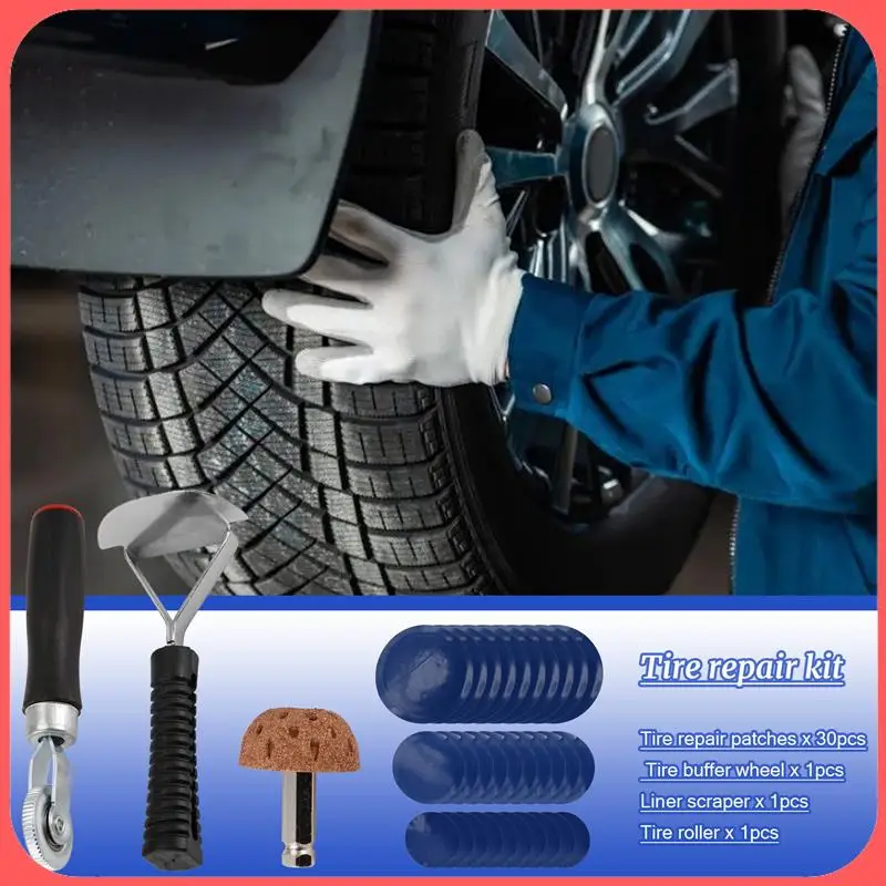 

A76I-Набор роликовых заплат для шин, ролик для заплаток для шин/полирующее колесо для ремонта шин/скребок для внутреннего вкладыша шины/30 шт. патчей (32/42/58 мм)