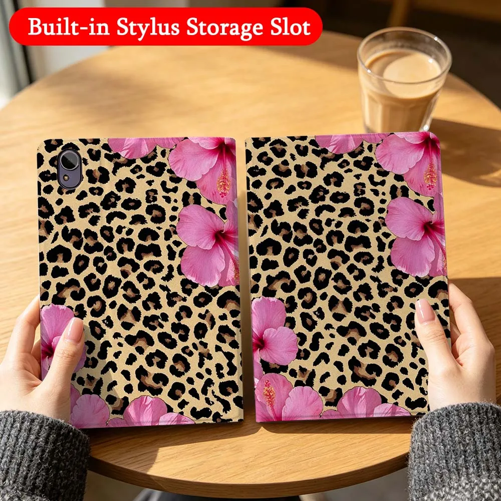 Leopard Print Flowers Case For Huawei Matepad M6 10.8 11 11.5S Pro Air SE Honor Tab 8 9 10 V9 X8 X9 X10 Magic Pad GT 2 3 Tablet