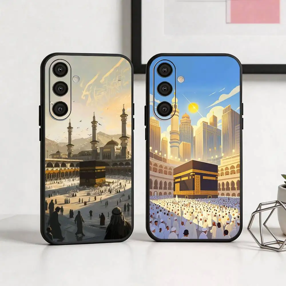 

IN Mecca P-Pilgrims Art Phone Case For Samsung A73,A21s,A22,A31,A32,A52,A53,A71,A80,Soft Black Shell