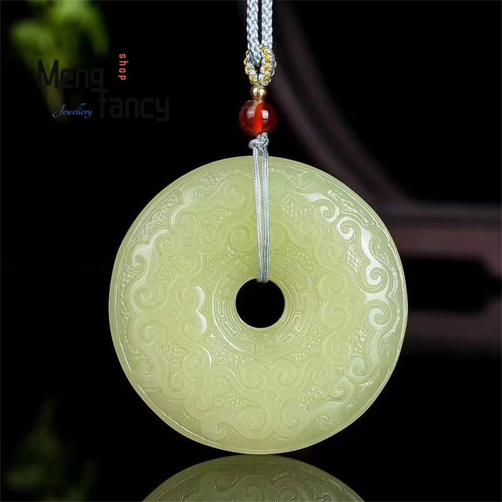 Natural Hetian Jade Retro Ruyi Auspicious Cloud Peace Pendant Exquisite Mascots Fashion Fine Jewelry Best Selling Holiday Gift