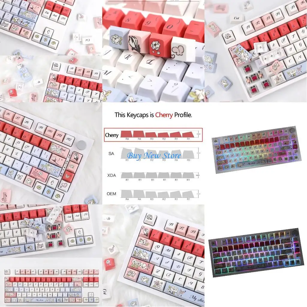 

20CE PBT Dye Sublimations Flower Keycap for Switches Mechanical Keyboards