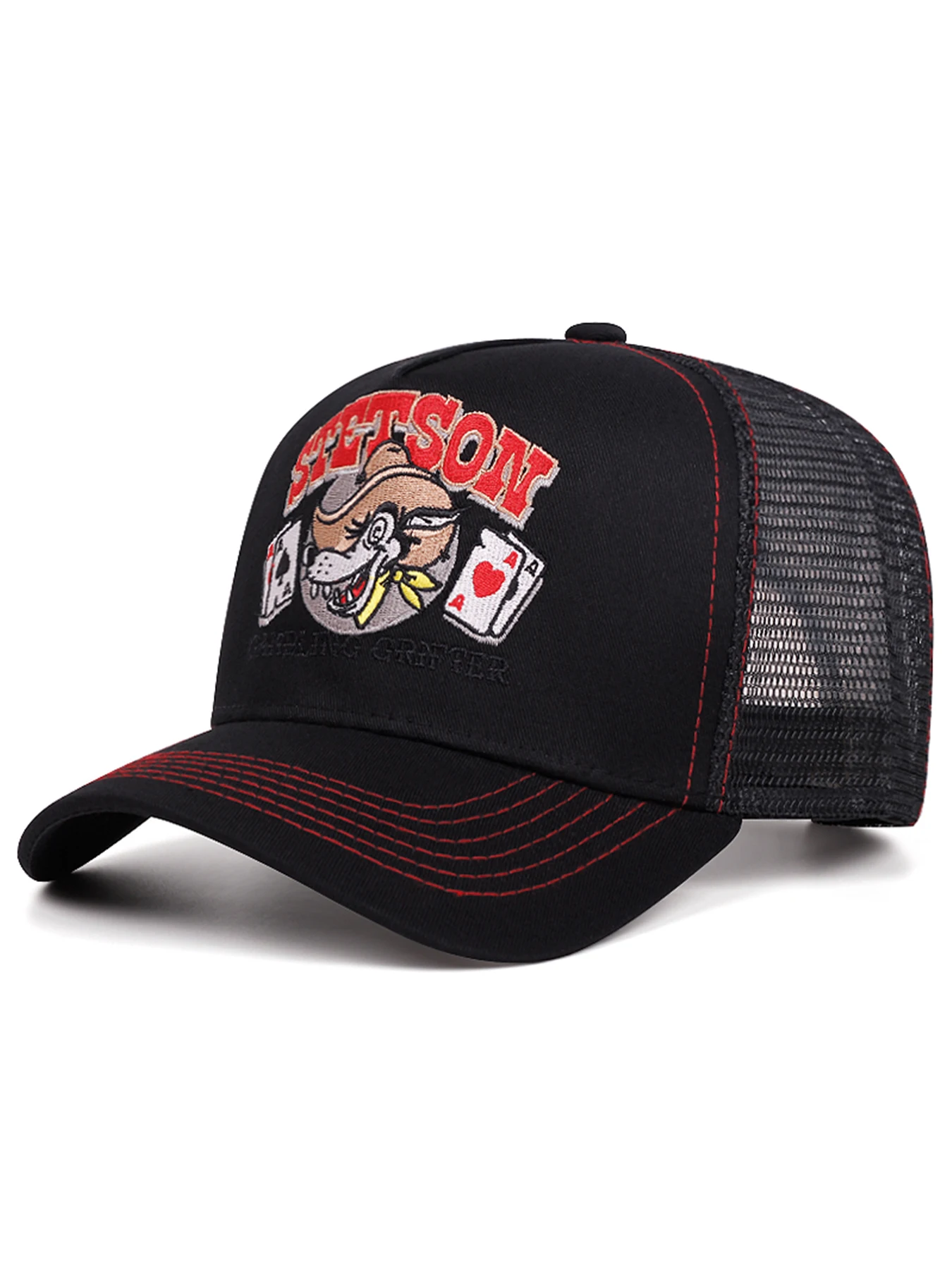 2025 Gepersonaliseerde Nieuwe Ademende Mesh Hoed STETSON Wolf Head Poker Truck Hoed Buitensporten Zonnescherm Hoed Straat Hip Hop Hoed Unisex - afbeelding 2