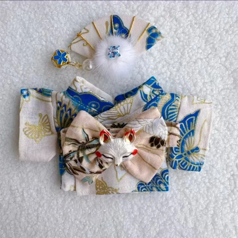 Conjunto de roupas quimono japonês para bonecas labubu v1 v2 de 15/17cm, acessórios de decoração
