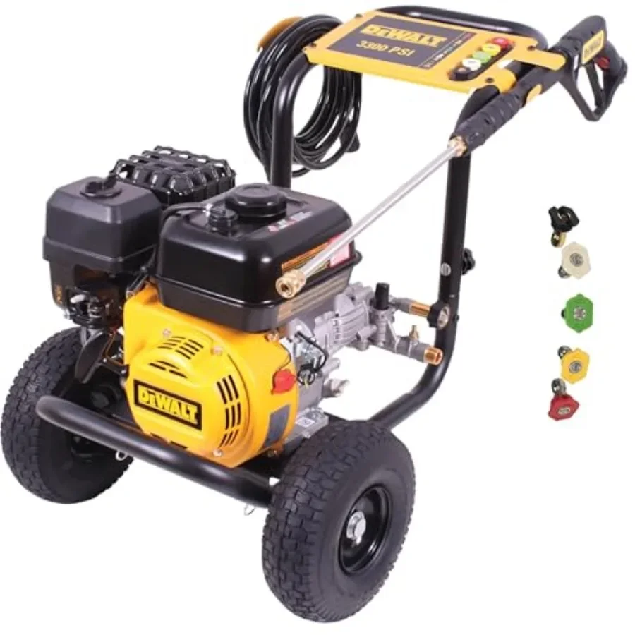 

Gas Pressure Washer for outdoor cleaning, steel frame, red, 3300 PSI with 5 quick-connect nozzles, spray gun, aluminum wand, 25
