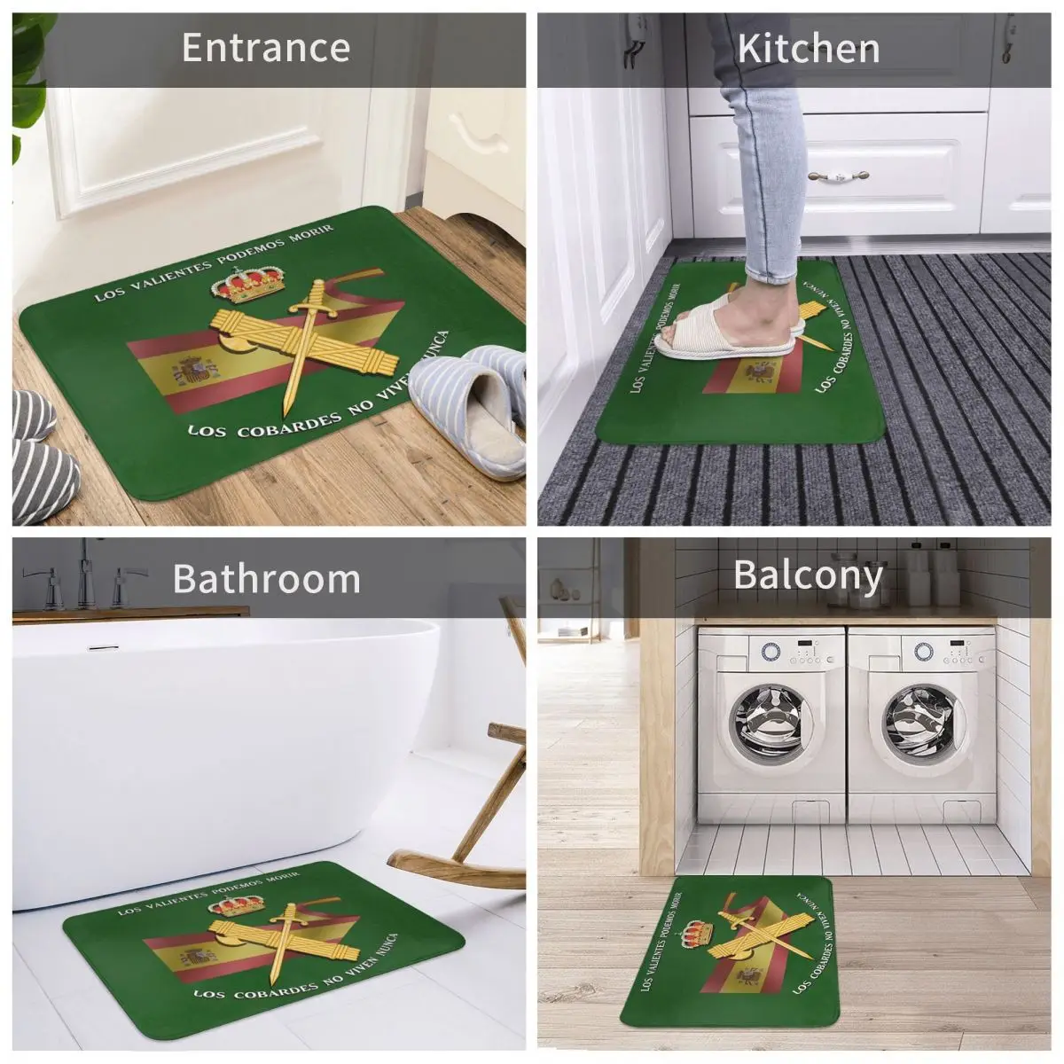 Spanish Guard Civil Bath Mat Spain Flag Absorbent Toilet Mat for Shower Home Entrance Anti-Slip Foot Mat Printed Bathroom Mats