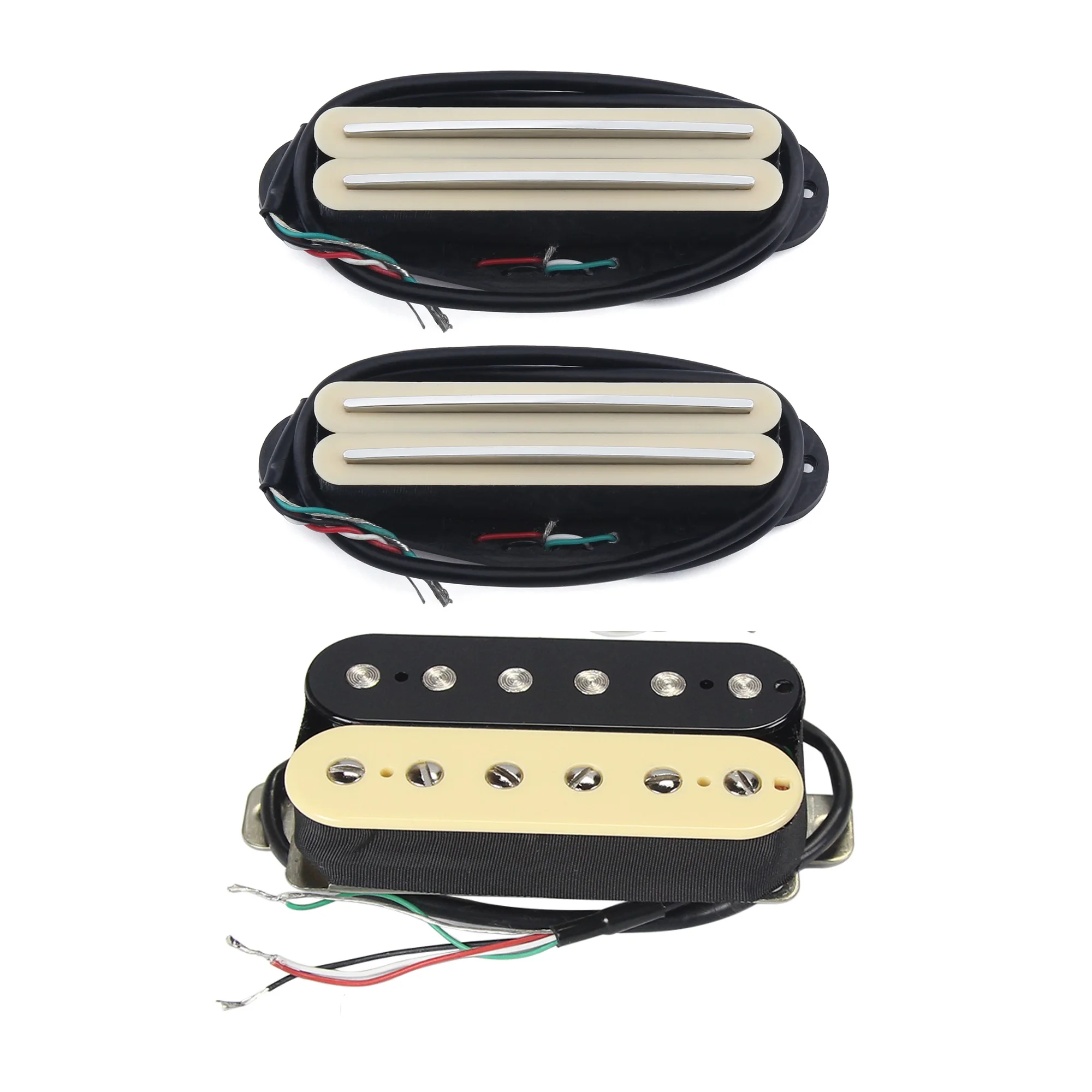 FLEOR Guitar Pickups Set Alnico 5 Mini Dual Rails Humbuckers and Zebra Humbucker
