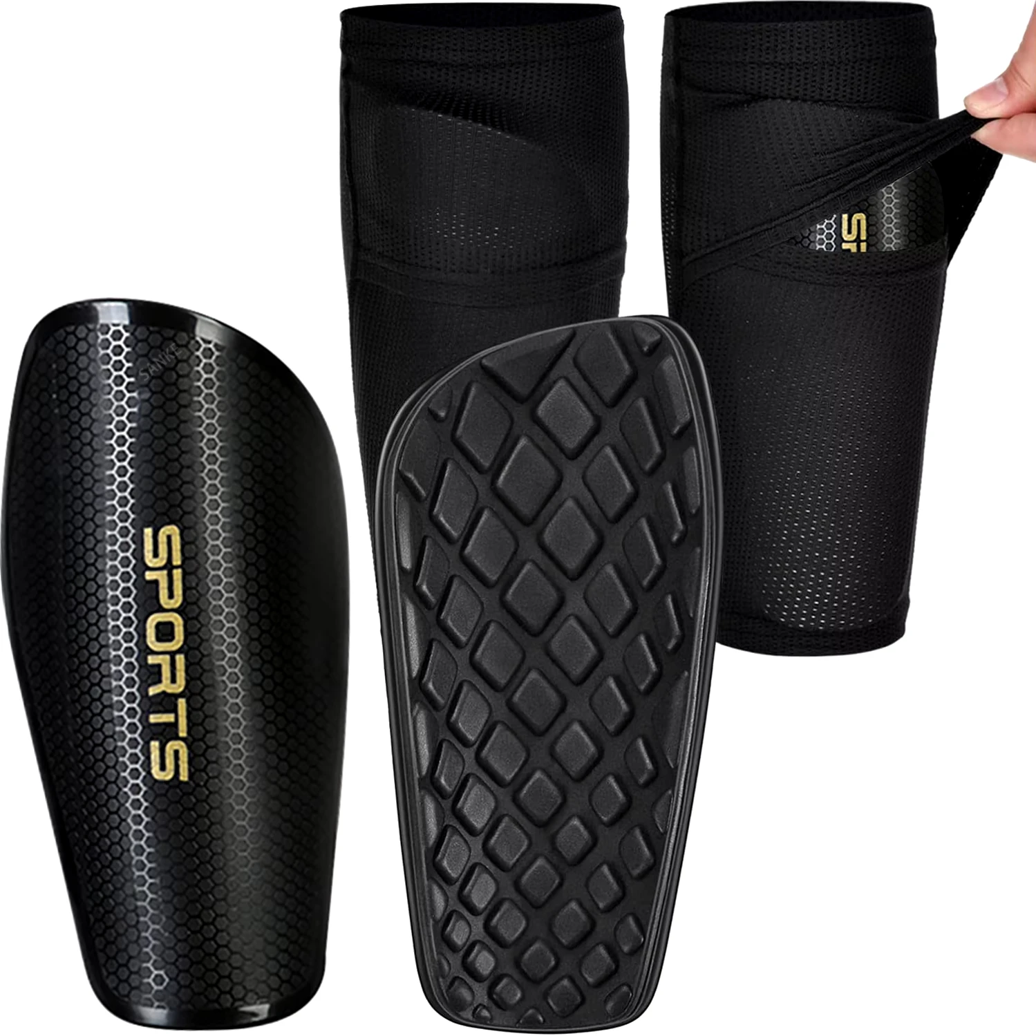 1 Pair Soccer Football Shin Guard Teens Socks Pads Professional Shields Legging Shinguards Sleeves Protective Gear