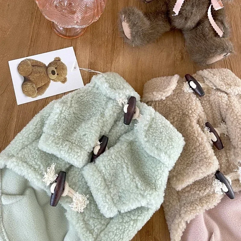 

Fashion Pet Cotton Coat Dog Winter Clothes Teddy Warm Jacket Bichon Solid Sweater Open Button Shirt Puppy Coat Clothing